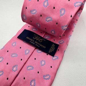 Brooks Brothers 346 Paisley Silk Tie‎ Pink Blue Black Men's